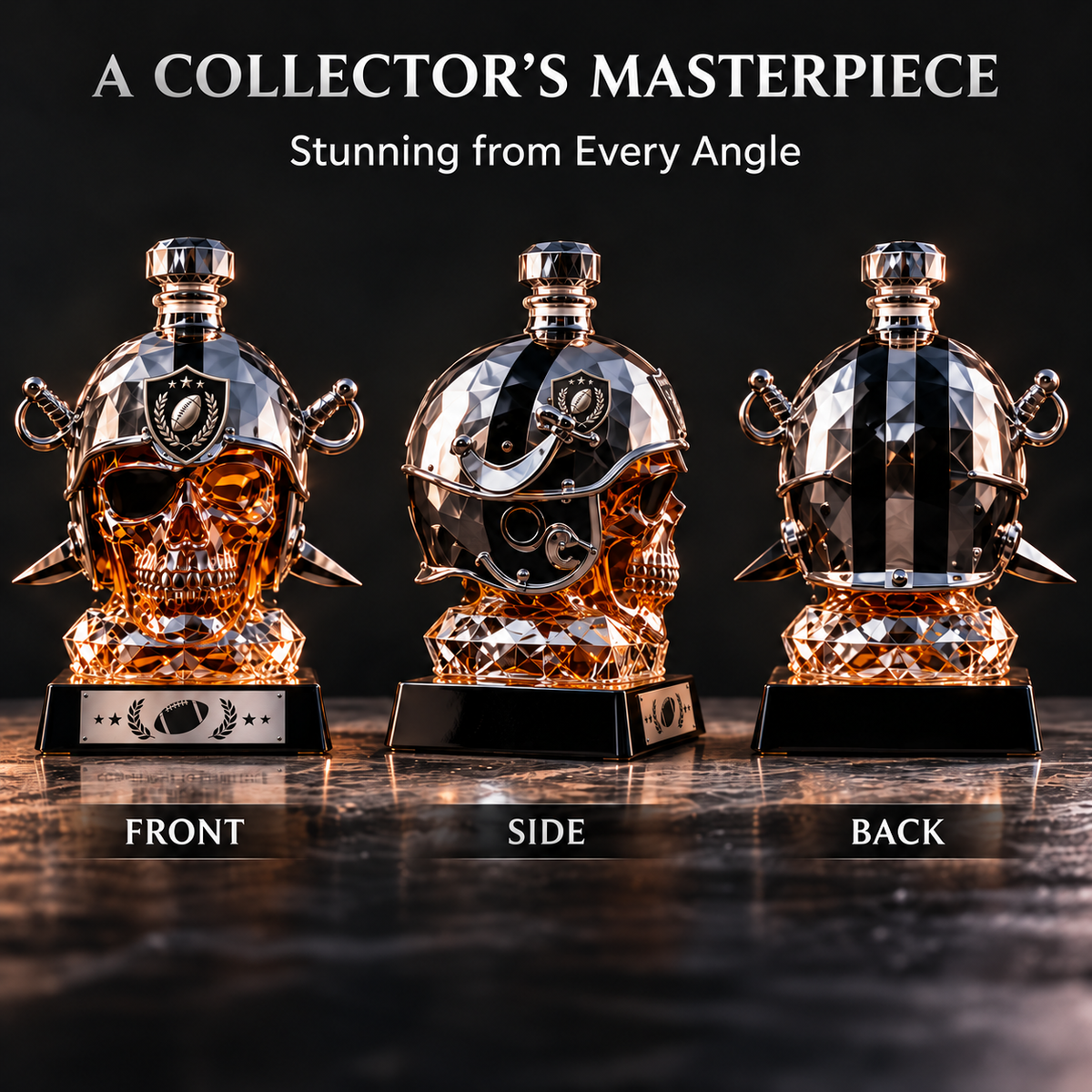 💀🏈 Gridiron Warrior Skull Whiskey Decanter