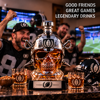 💀🏈 Gridiron Warrior Skull Whiskey Decanter