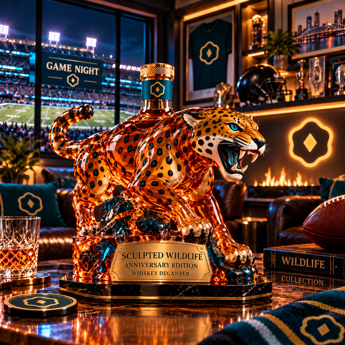 🐆🥃 Wildlife Whiskey Decanter – Sculpted Predator Bar Decor