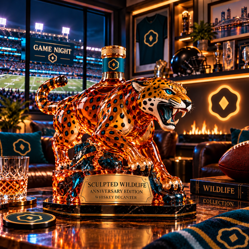 🐆🥃 Wildlife Whiskey Decanter – Sculpted Predator Bar Decor