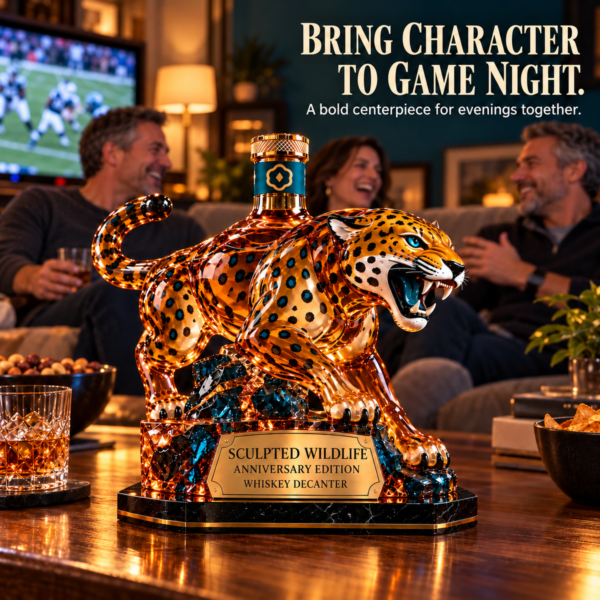 🐆🥃 Wildlife Whiskey Decanter – Sculpted Predator Bar Decor