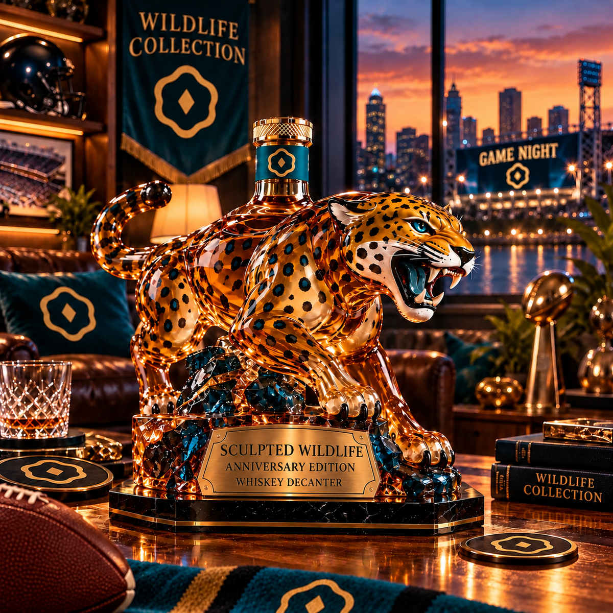 🐆🥃 Wildlife Whiskey Decanter – Sculpted Predator Bar Decor