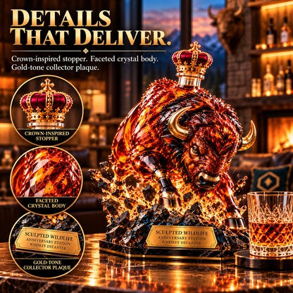 🦬🥃 American Bison Whiskey Decanter – Sculpted Wildlife Collector’s Edition