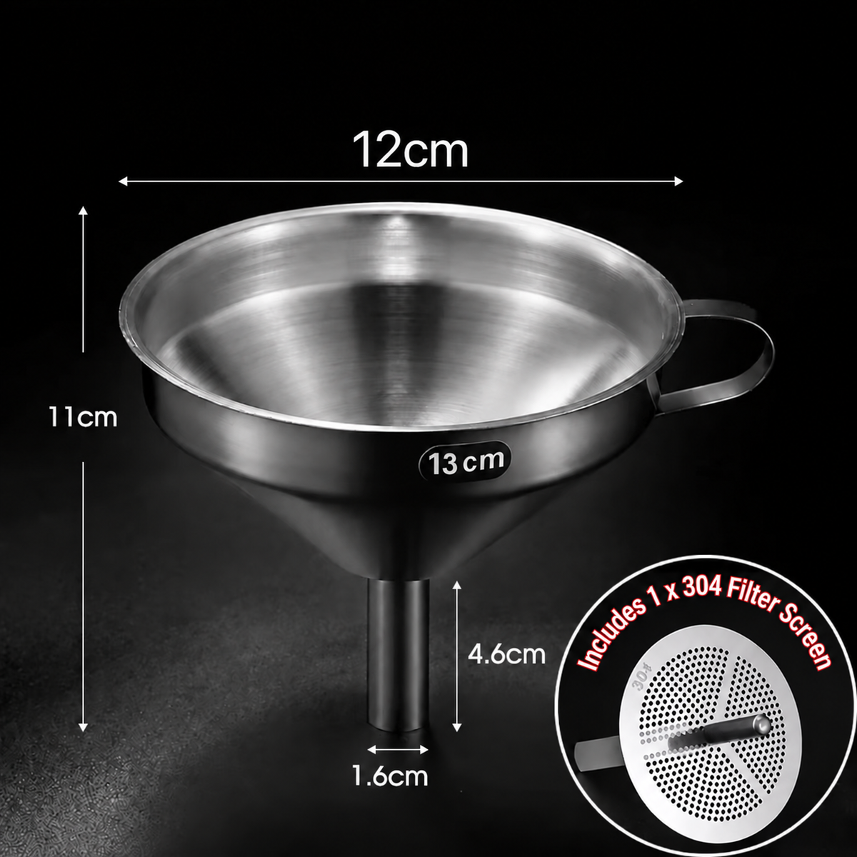 🔥 50% OFF 304 Stainless Steel Filter Funnel – Removable Fine Mesh Strainer