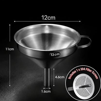 🔥 50% OFF 304 Stainless Steel Filter Funnel – Removable Fine Mesh Strainer