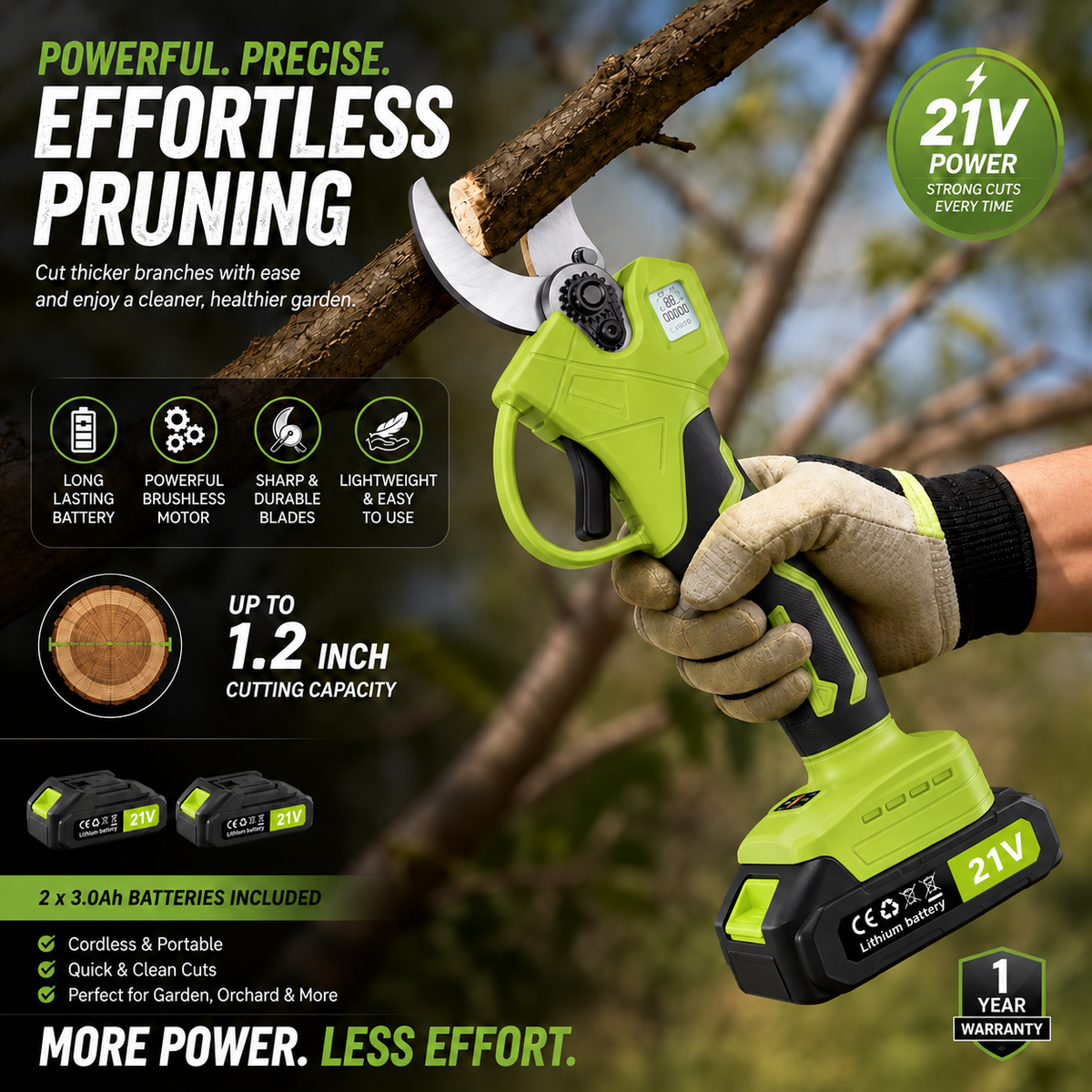 🌿 48% OFF Cordless Electric Pruning Shears 🔥 Dual Battery Garden Branch Cutter