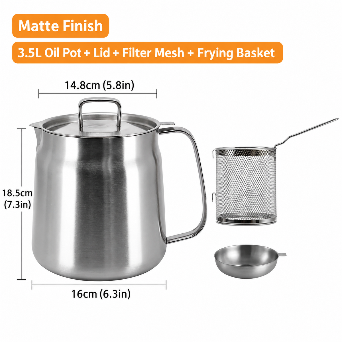 🔥 50% OFF Stainless Steel Oil Filter Pot with Fryer Basket