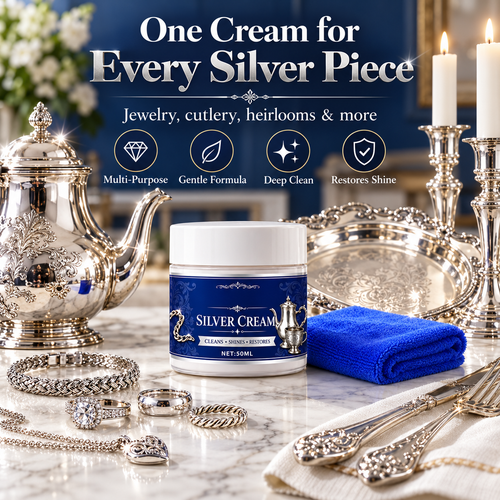 ✨ Professional Silver Polish & Tarnish Restoring Cream with Protective Anti-Tarnish Barrier 🥄