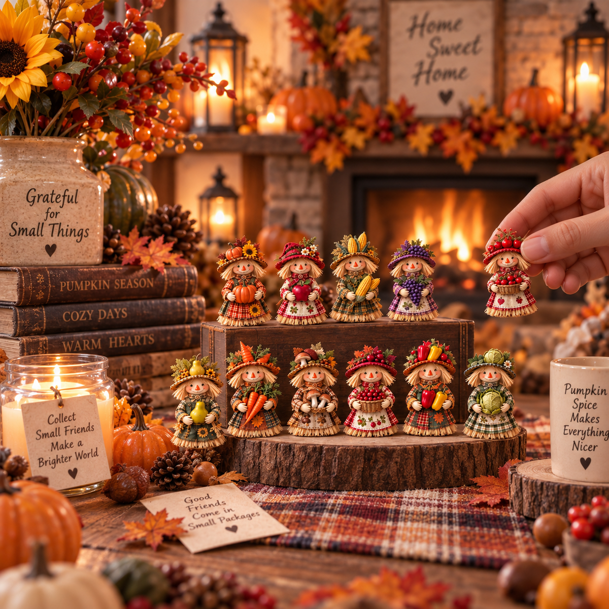 🔥🍂Autumn Harvest Little Friends Blind Box – 24 Mini Scarecrow Collectibles for Cozy Fall Days