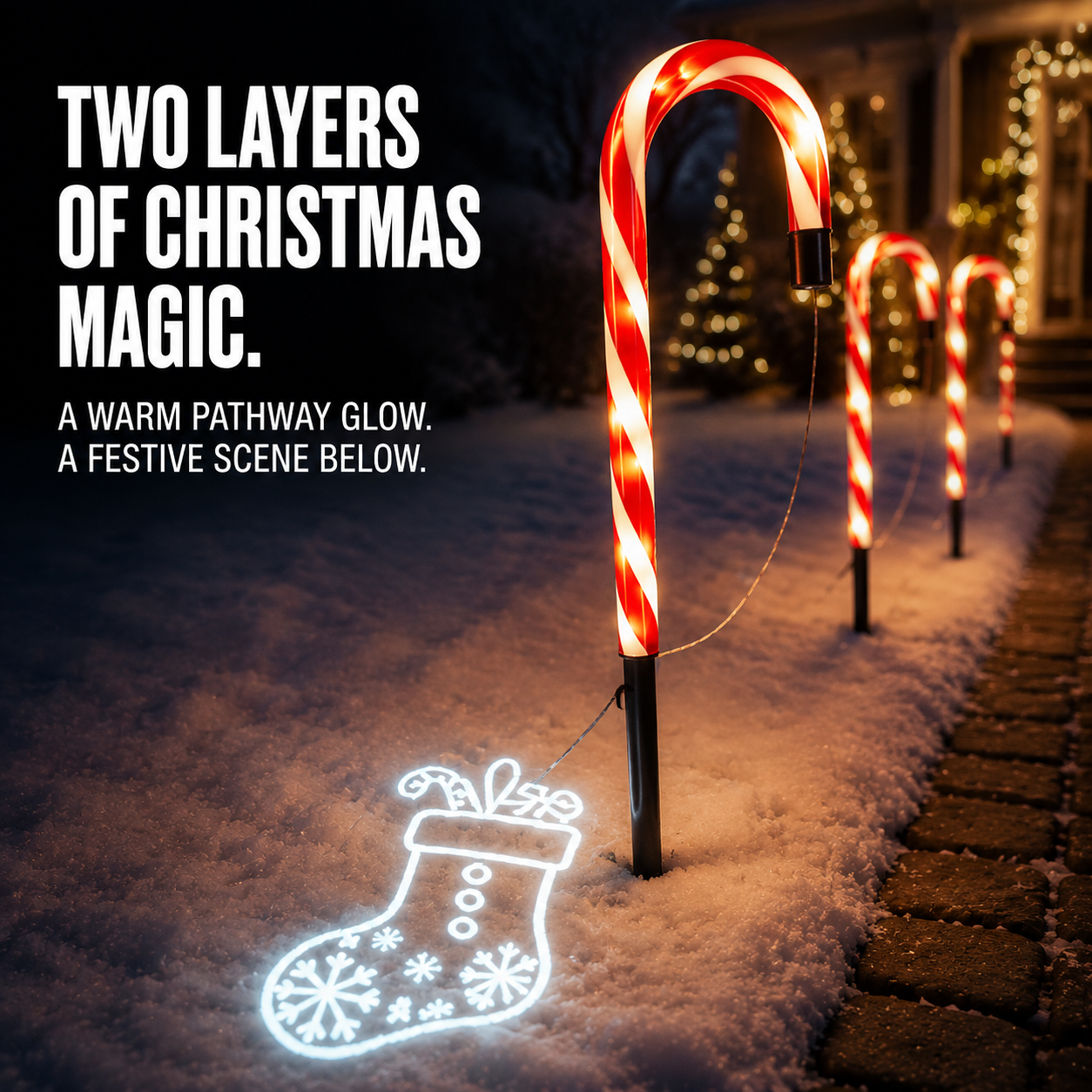 Solar Candy Cane Projector Pathway Lights – Light the Way to Christmas 🎄