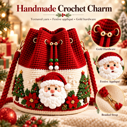 🔥 50% OFF Christmas Crochet Bucket Bag 🎄 Festive Holiday Purse