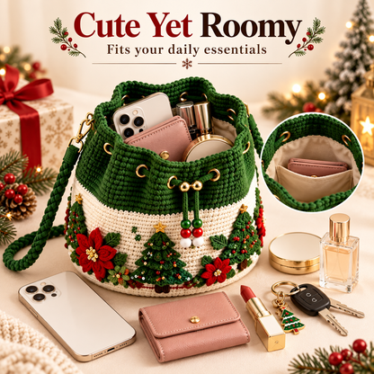 🔥 50% OFF Christmas Crochet Bucket Bag 🎄 Festive Holiday Purse