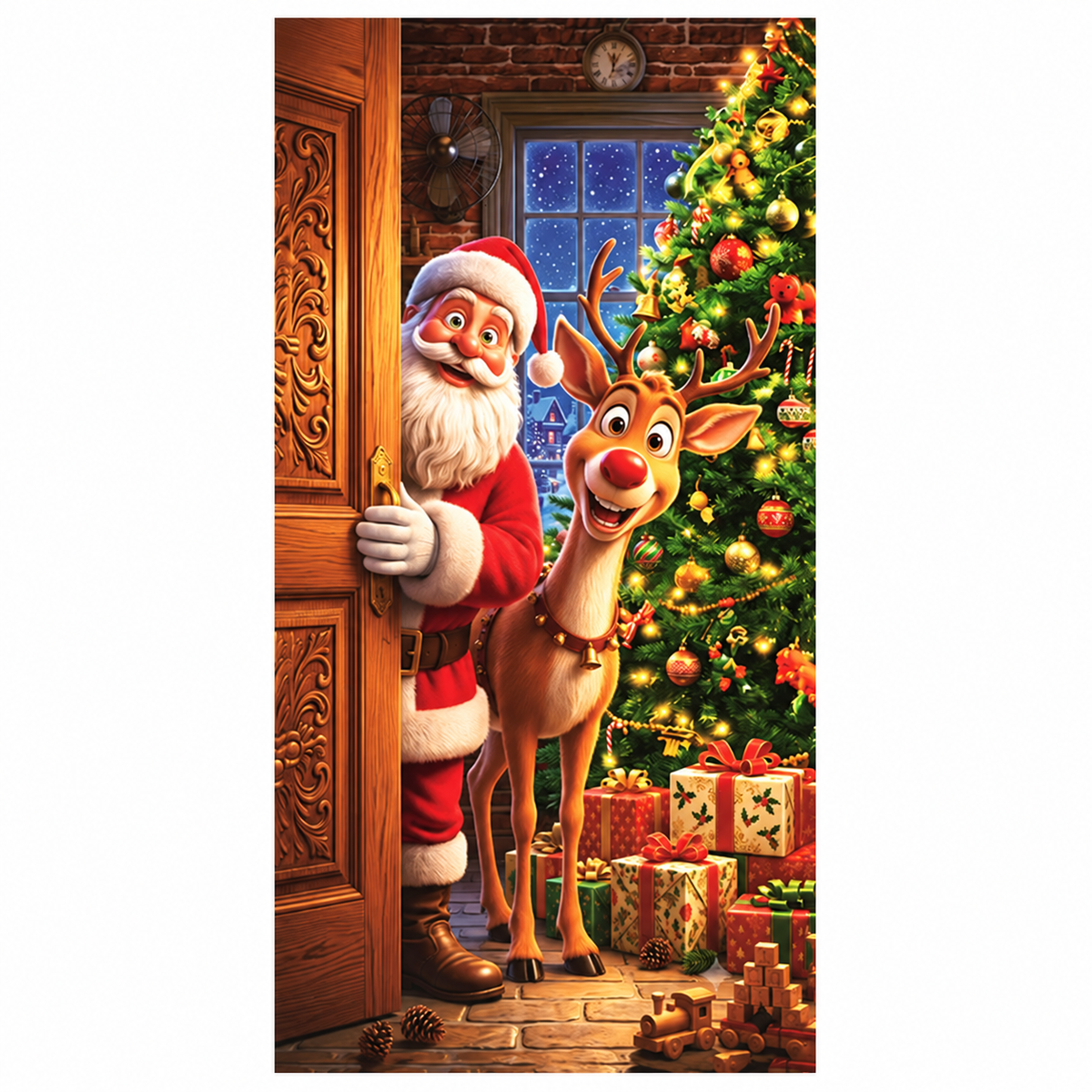 🎅 50% OFF 🎄 Christmas Santa Door Cover – Turn Your Door Into Holiday Magic