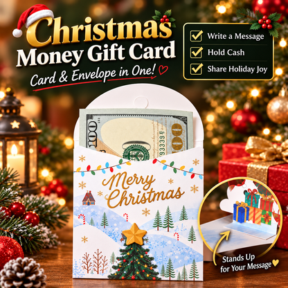 🎁3D Christmas Money Gift Card, Pop Up Holiday Card with Cash Envelope, Creative Christmas Greeting Card for Kids, Family & Loved Ones💵