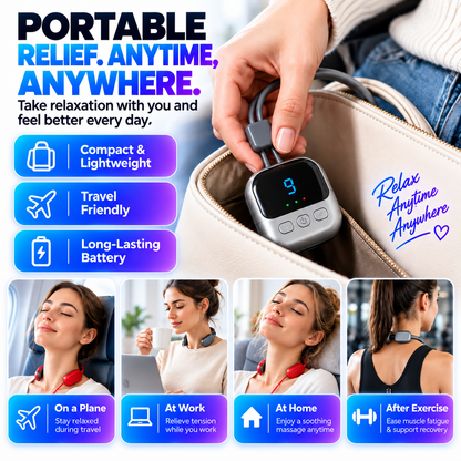 ⚡ Portable Mini Neck Massager - Smart Pulse & 3-Level Heat Relief 💆