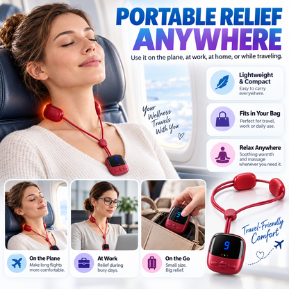 ⚡ Portable Mini Neck Massager - Smart Pulse & 3-Level Heat Relief 💆