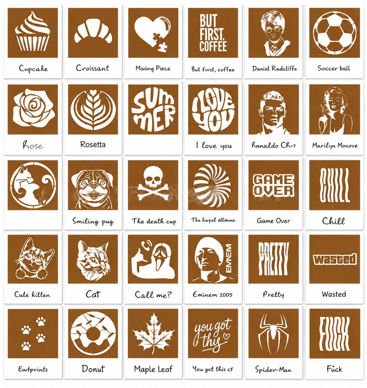 ☕✨ 50% OFF  Creative Camera-Shaped Latte Art Stencil Press with Reusable Pattern Cards ☕