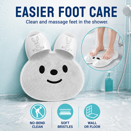 🔥 50% OFF Bunny Shower Foot Scrubber Mat – No-Bend Cleaning & Massage