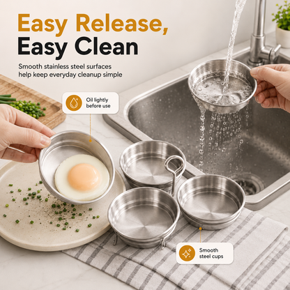 🍳 50% OFF 3-Cup Stainless Steel Egg Steamer – Easy Breakfast Egg Cooker