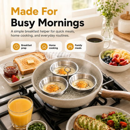 🍳 50% OFF 3-Cup Stainless Steel Egg Steamer – Easy Breakfast Egg Cooker