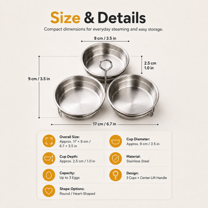 🍳 50% OFF 3-Cup Stainless Steel Egg Steamer – Easy Breakfast Egg Cooker
