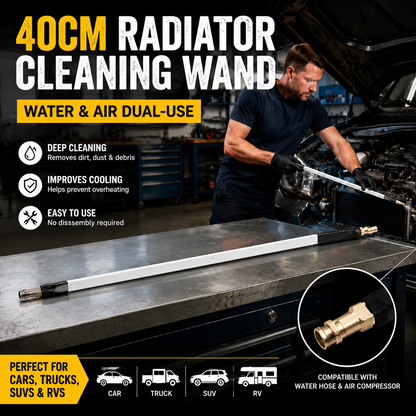 🔥 Only Today 49% OFF 40cm Radiator Cleaning Wand 🚗 Deep Reach Car Radiator Cleaner With Water & Air Connector