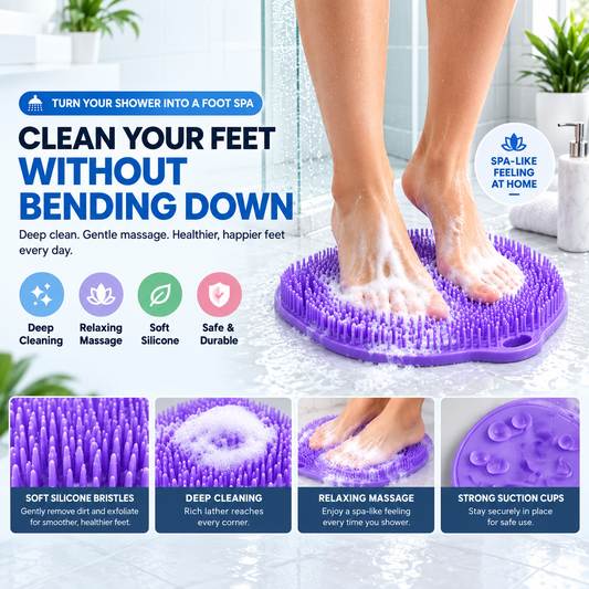 🔥 50% OFF Hands-Free Foot Scrubber Mat 🦶 Clean & Massage While You Shower