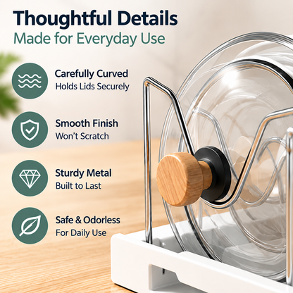 ⏰ LAST DAY: 50% OFF! 🍳 Expandable Pot Lid Organizer Rack + Adjustable Storage Slots ✨
