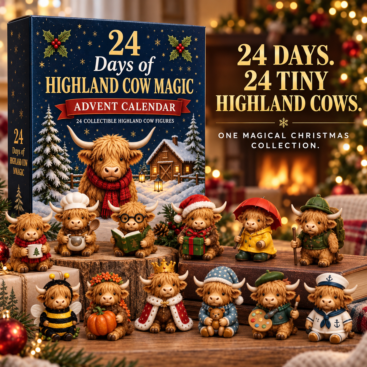 🐮 49% OFF Highland Cow Advent Calendar 🎄 24 Mini Collectible Christmas Surprises
