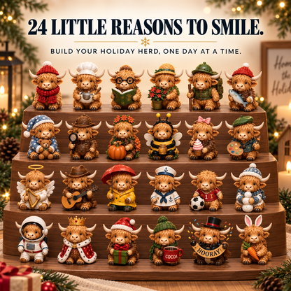 🐮 49% OFF Highland Cow Advent Calendar 🎄 24 Mini Collectible Christmas Surprises