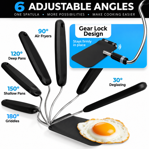 🔥 50% OFF TODAY 🍳 7-Angle Adjustable Kitchen Spatula for Easier Flipping & Serving