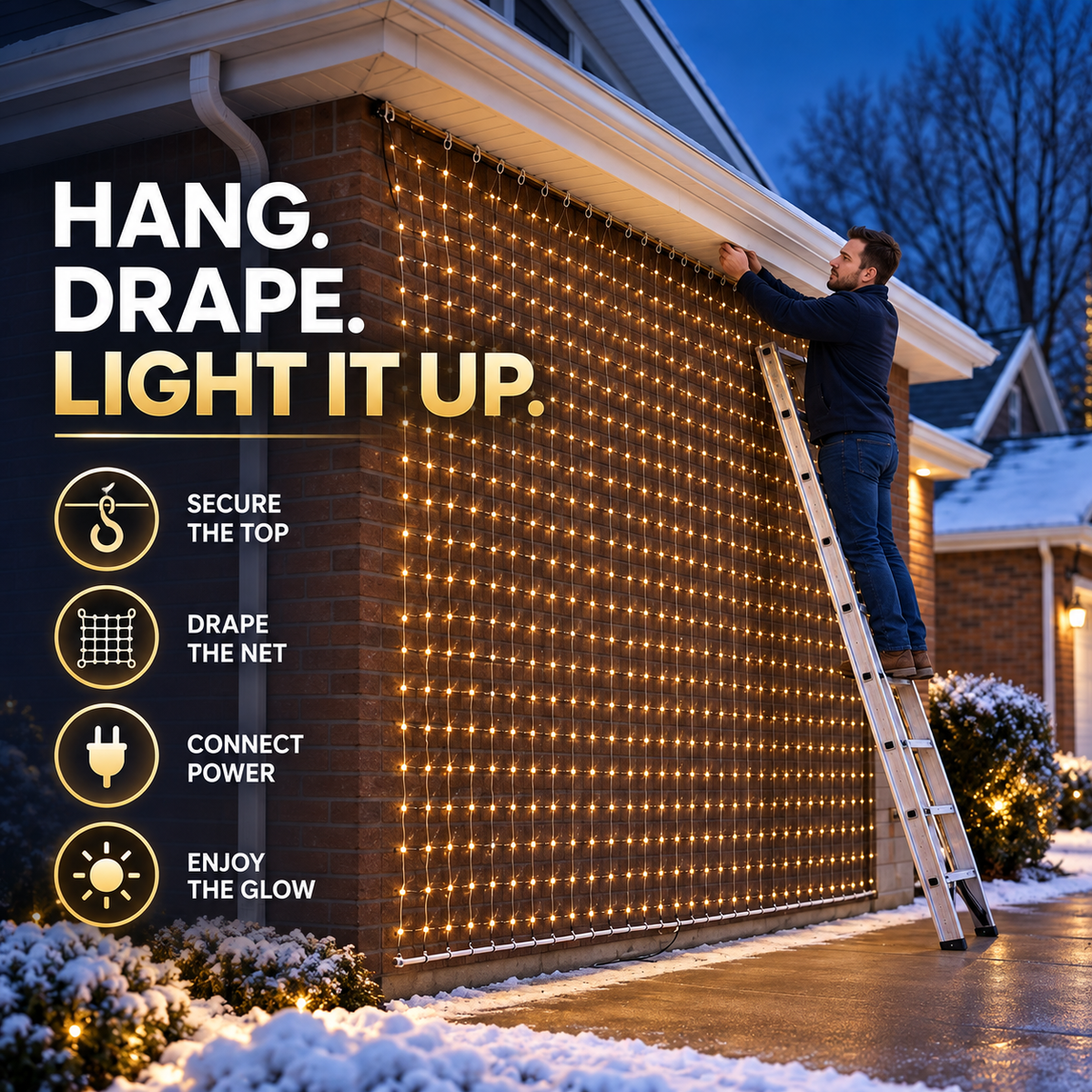 🎄✨Christmas LED House Net & Smart Outdoor Wall Curtain Light