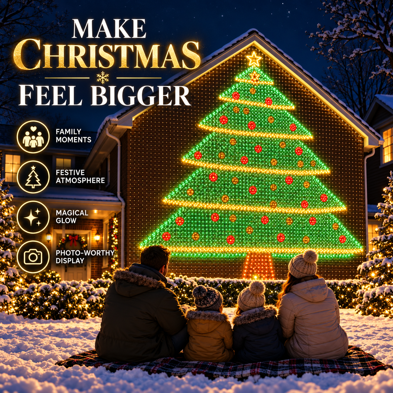 🎄✨Christmas LED House Net & Smart Outdoor Wall Curtain Light