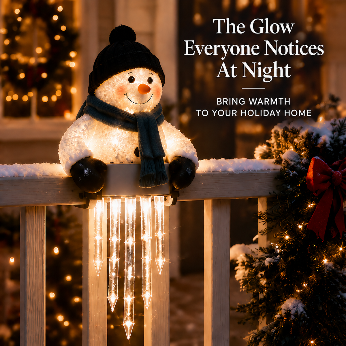 🔥 50% OFF Christmas Snowman Icicle Lights – Magical Porch Decor