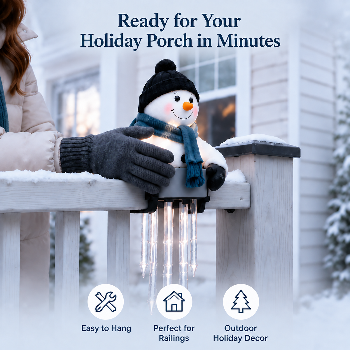 🔥 50% OFF Christmas Snowman Icicle Lights – Magical Porch Decor