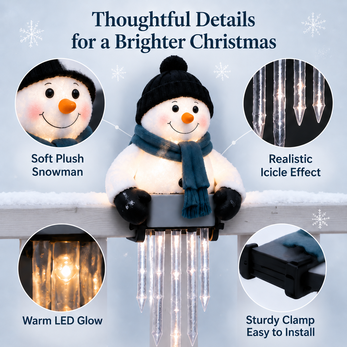 🔥 50% OFF Christmas Snowman Icicle Lights – Magical Porch Decor