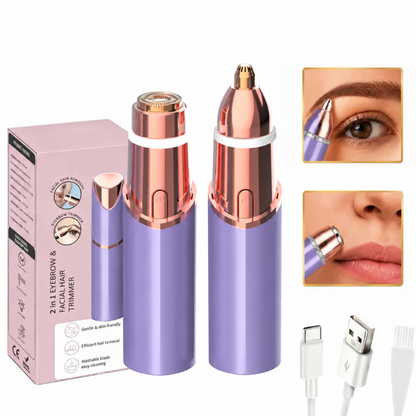 ✨ 2-in-1 Rechargeable Facial & Eyebrow Hair Trimmer