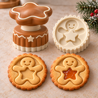 📣 LAST DAY 50% OFF – 🎄 Christmas Jam-Filled Cookie Stamp Molds, 6 Festive Designs