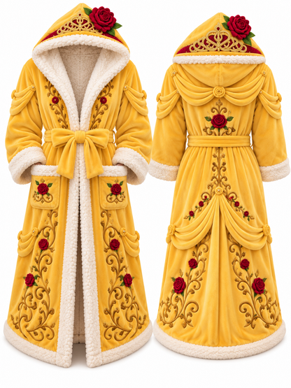 🌸Floral Hooded Robe with Plush Lining