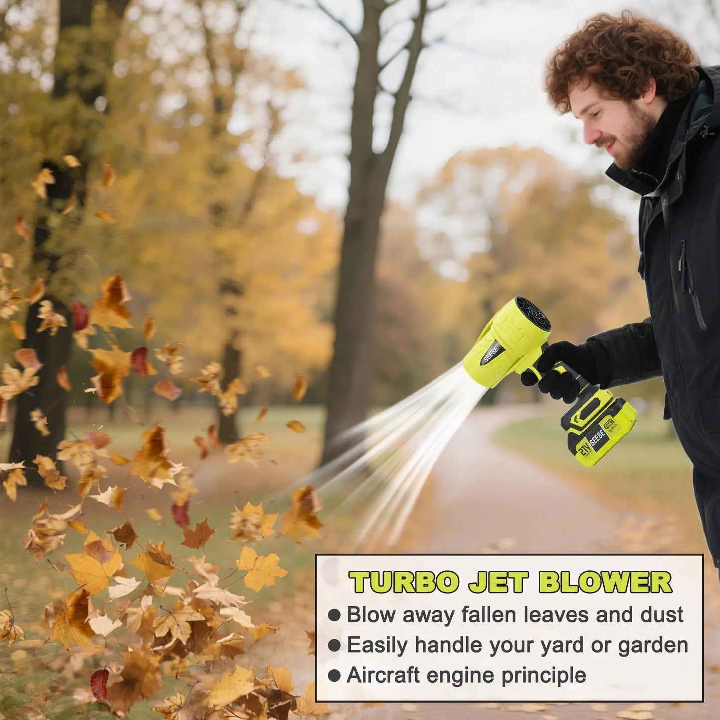 💨 21V Cordless Air Blower – High-Speed Portable Leaf & Dust Cleaner