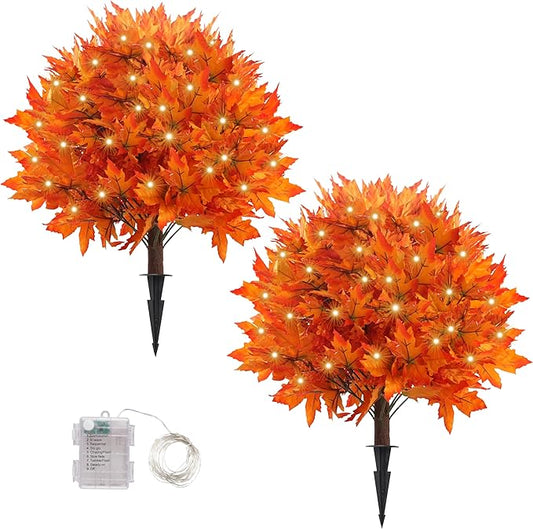 🍂Light-Up Autumn Maple Tree – LED Fall Tree Ornament（2pcs）