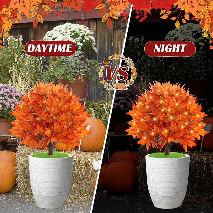 🍂Light-Up Autumn Maple Tree – LED Fall Tree Ornament（2pcs）