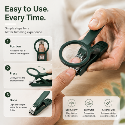 🔥 49% OFF Wide-Grip Nail Clipper with Magnifying View ✋ Less Guessing, Less Mess