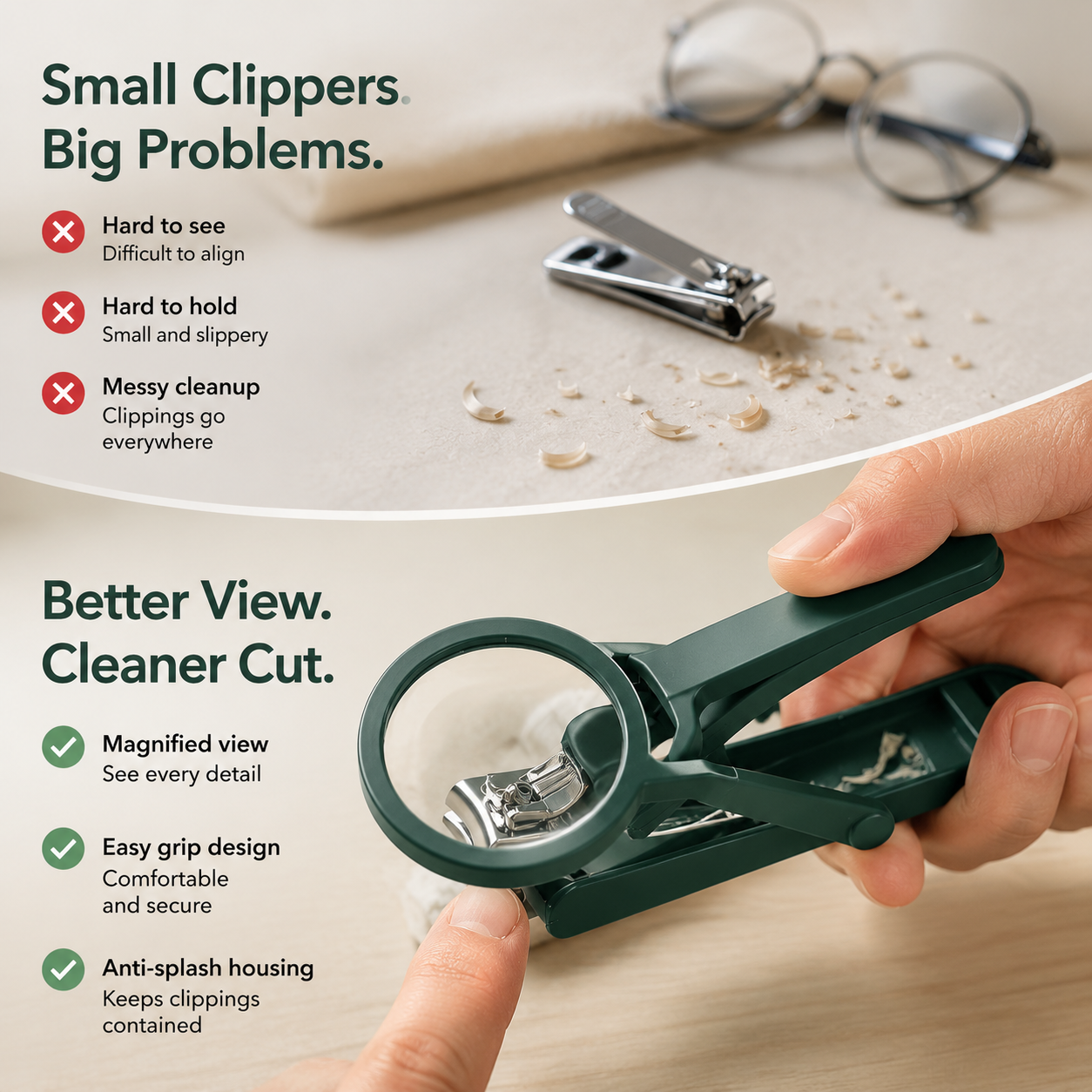🔥 49% OFF Wide-Grip Nail Clipper with Magnifying View ✋ Less Guessing, Less Mess