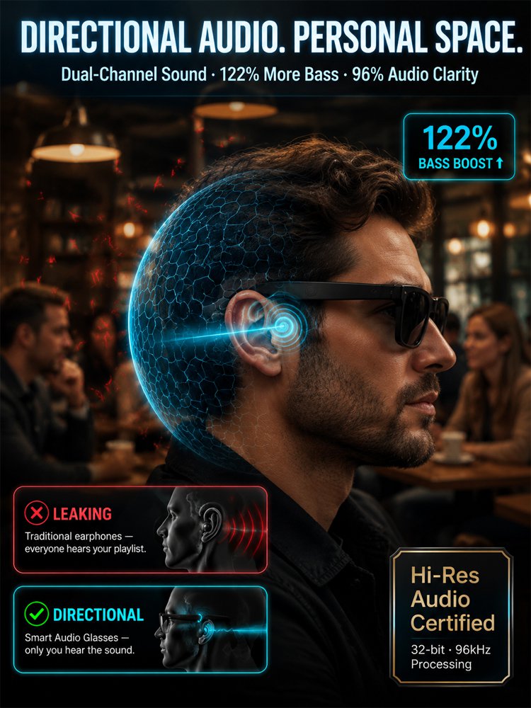AI Smart Bluetooth Glasses – Translation, Music & Blue-Light Protection