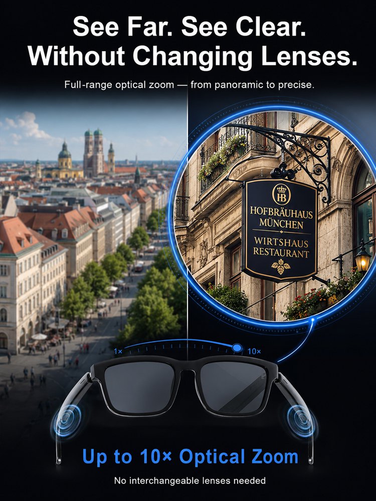 AI Smart Bluetooth Glasses – Translation, Music & Blue-Light Protection