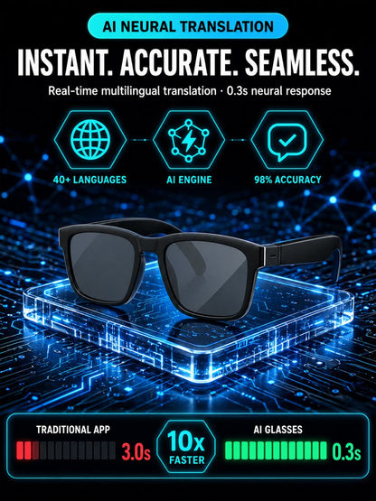 AI Smart Bluetooth Glasses – Translation, Music & Blue-Light Protection