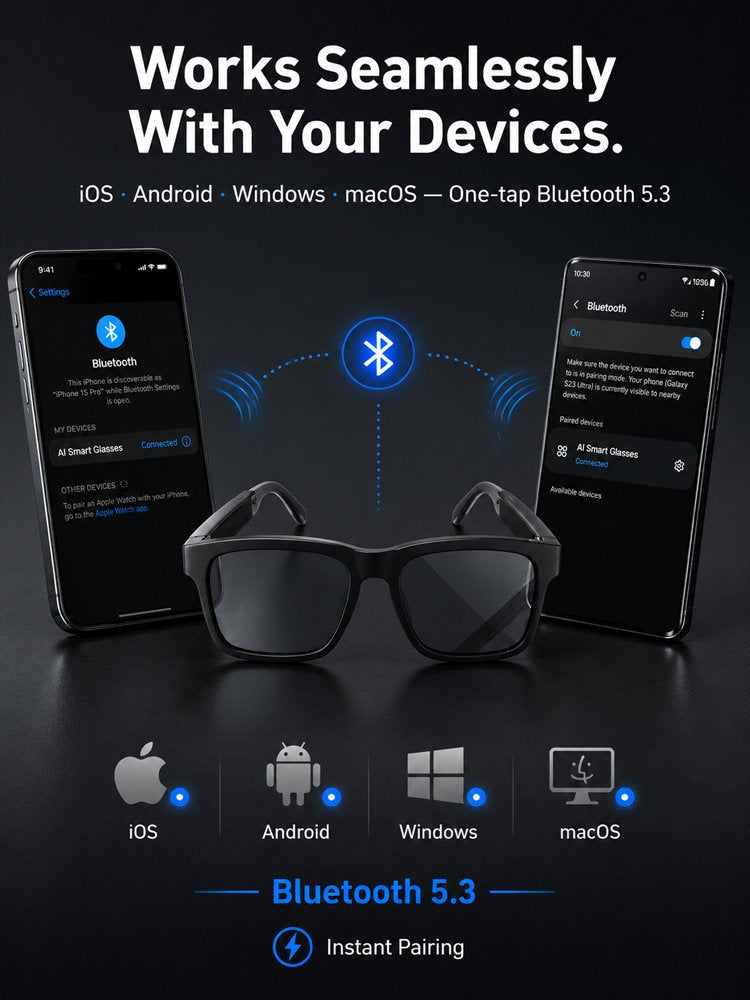 AI Smart Bluetooth Glasses – Translation, Music & Blue-Light Protection