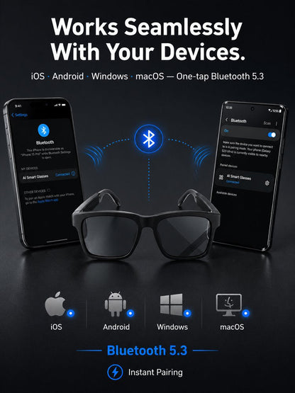 AI Smart Bluetooth Glasses – Translation, Music & Blue-Light Protection