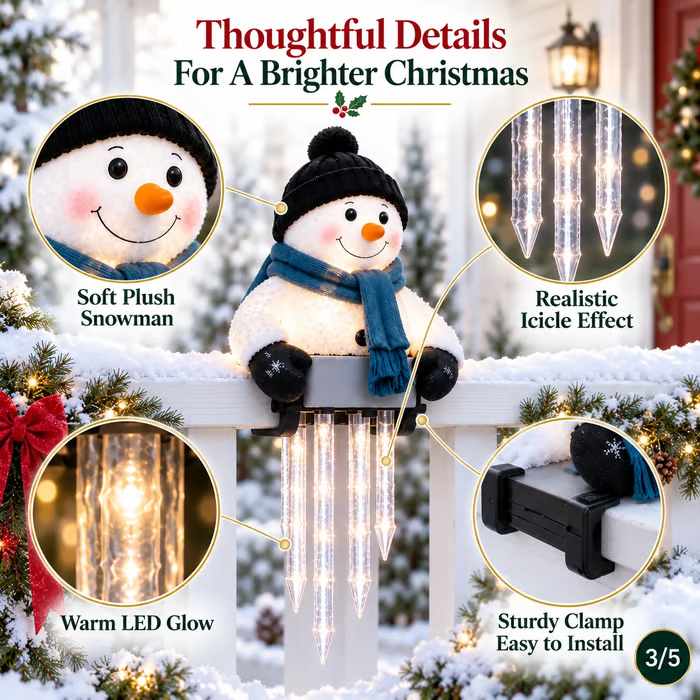 🎄 49% OFF ☃️ Glowing Snowman Icicle Light – Turn Your Porch Into Christmas Magic